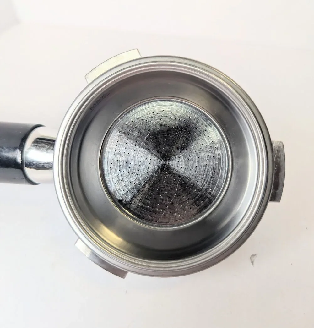 Stainless Espresso Portafilter For DeLonghi Dual Spout Silver Black Handle Cafe